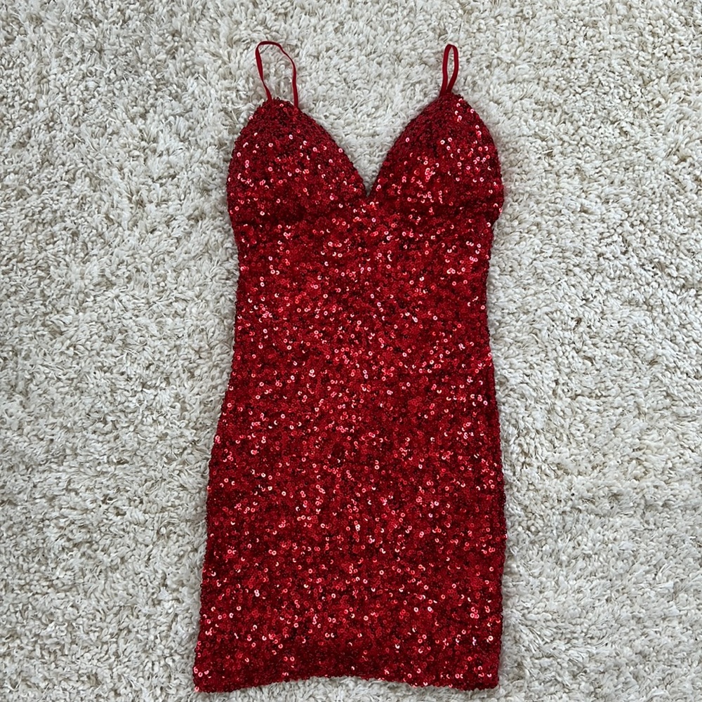 BRAND NEW red sequin mini dress